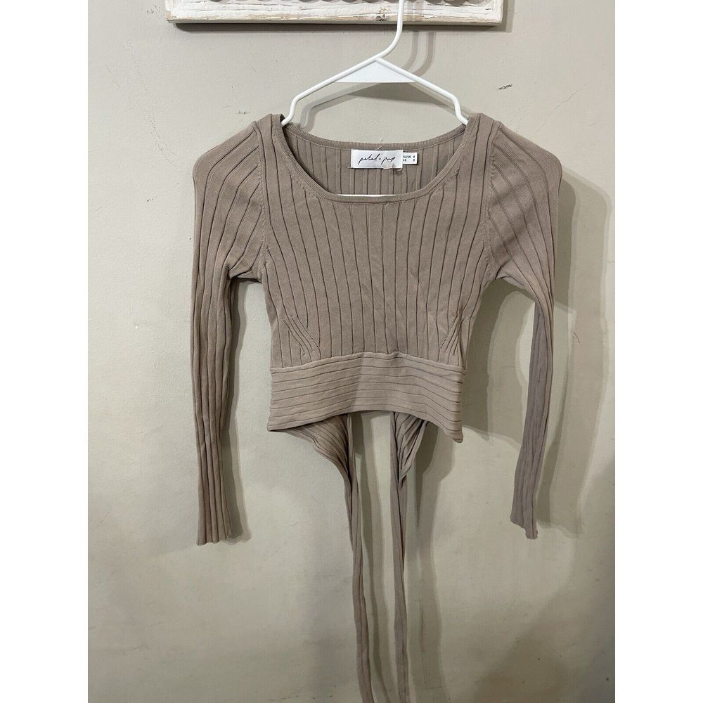 Petal And Pup Nude Wrap Crop Top Long Sleeve Size 2